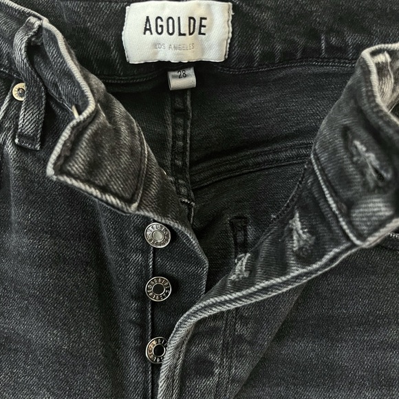 AGOLDE Riley Size 28 Washed Black High Rise Straight Crop Jeans - Picture 5 of 6
